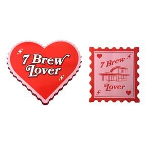7 Brew Coffee Valentine’s Day Stickers Set Of 2 Pink Hearts